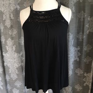 NWT Express Black Strappy Sequin Tank Top
